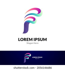 Letter f logo template with water shape