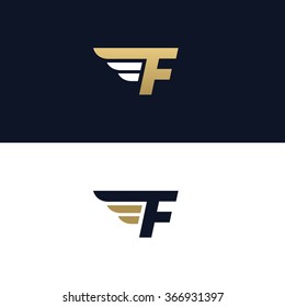 Letter F logo template. Wings design element vector illustration. Corporate branding identity