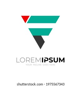Letter F logo and triangle design template, simple style icon