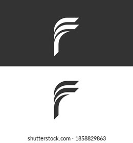 letter f logo with unique design, black and white bagroun