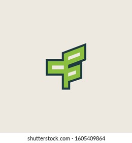 letter F logo with a unique leaf design