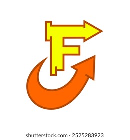 Letter f logo with upward arrow. Logo shows growing. Business logo