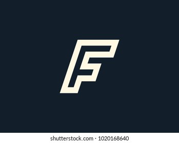 Letter F logo. Vector logo design template in line style