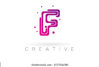 Letter F logo. Vector Design with Dots