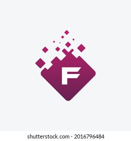 Logo de la letra F. F Diseño de letras vectoriales con cuadrado.