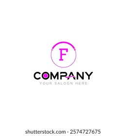 Letter F Logo Vector Design Illustration with Company Name and Your Text Here. Logo Template on white background.