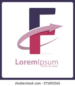 Letter F Logo Vector design with arrow