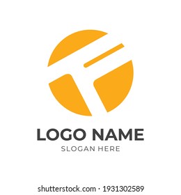 letter F logo vector flat yellow color style