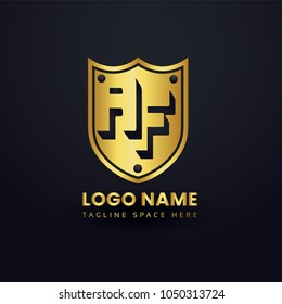 Letter A and Letter F Logo Vector with Gold Emblem Shield Design.