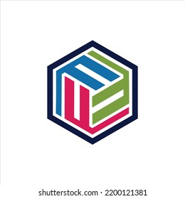 letter f logo vector hexagon template