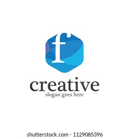 Letter f logo vector. Modern stylized colorful hexagon logo alphabet.