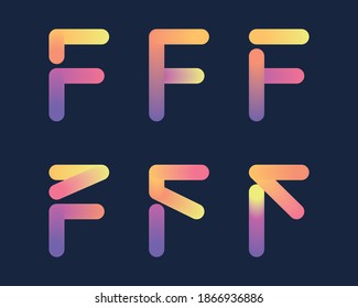 Letter F logo vector set with gradient colour 