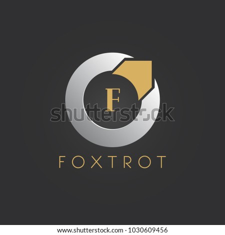 Letter F Logo Vector sign abstract circle with arrow. Icon template