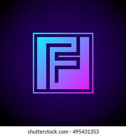 Letter F logo,Square shape symbol,Digital,Technology,Media