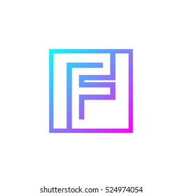 Letter F logo,Square shape symbol,Digital,Technology,Media