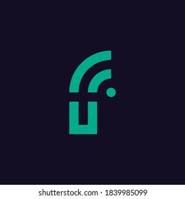 Letter f logotype color. Wifi vector logo