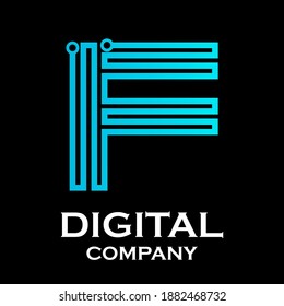 Letra f color azul gradiente de logotipo con punto,Tecnología y abstracto digital adecuado para su negocio