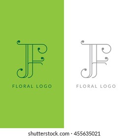 Letter "F" logotype. Trendy line art  design. Eps10 vector illustration.