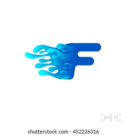 letter F logo,water,splash,waves