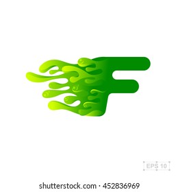 letter F logo,water,splash,waves,green