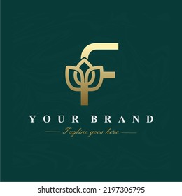 Letter F Lotus Flower Logo Design