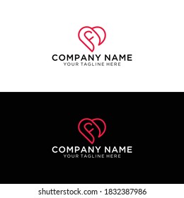 Letter F Love Logo Template Design Vector, Emblem, Concept Design, Creative Symbol, Icon