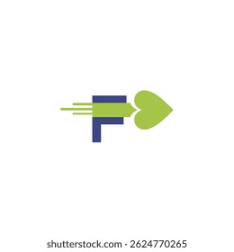 Letter F + Love Speed Logo Vector