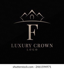 Letter F luxurious crown initial logo template