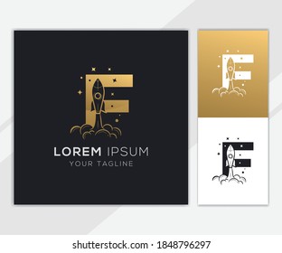 Letter F with luxury abstract rocket logo template 