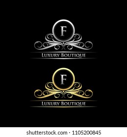 Letter F Luxury Boutique Silver and Gold Logo 