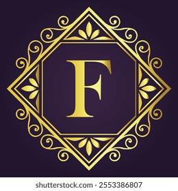 Letter F luxury brand logo concept design
