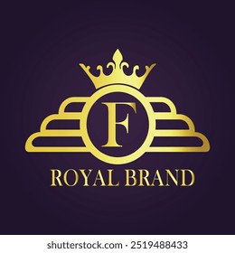 Letter F luxury gold logo concept