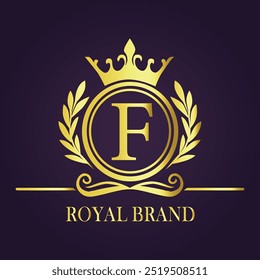 Letter F  luxury gold logo concept