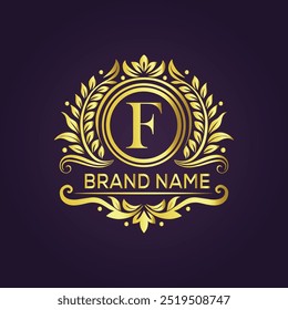 Letter F luxury gold logo concept