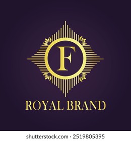 Letter F luxury gold logo concept