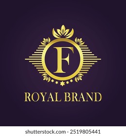 Letter F luxury gold logo concept