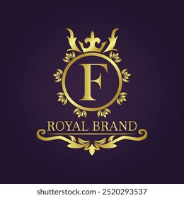 Letter F luxury gold logo concept