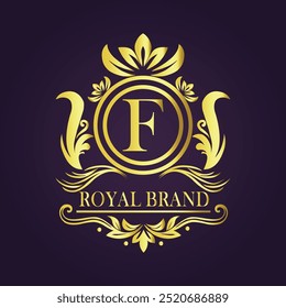 Letter F luxury gold logo concept