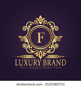 Letter F luxury gold logo concept