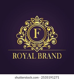 Letter F luxury gold logo concept