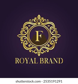 Letter F luxury gold logo concept