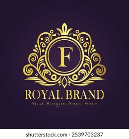 Letter F luxury gold logo concept