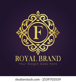 Letter F luxury gold logo concept