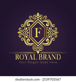 Letter F luxury gold logo concept