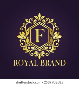 Letter F luxury gold logo concept