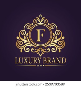 Letter F luxury gold logo concept