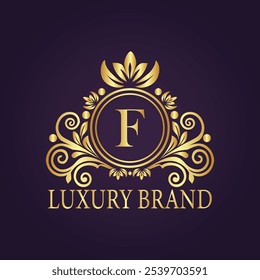 Letter F luxury gold logo concept