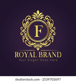 Letter F luxury gold logo concept