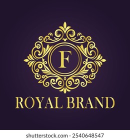 Letter F luxury gold logo concept