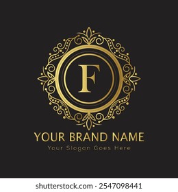 Letter F luxury gold logo concept
